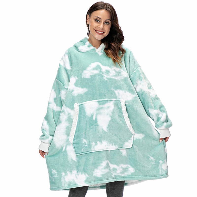 Ultraweiche Fleece- und Woll-Decke mit Kapuze für Komfort und Wärme zu Hause