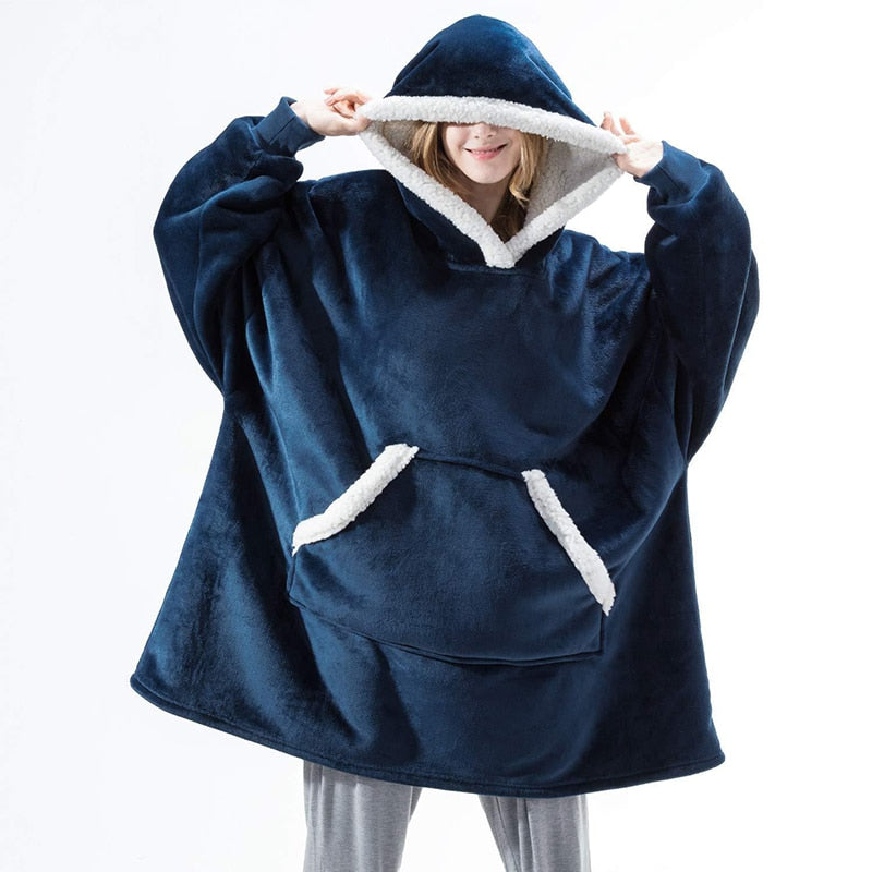 Ultraweiche Fleece- und Woll-Decke mit Kapuze für Komfort und Wärme zu Hause