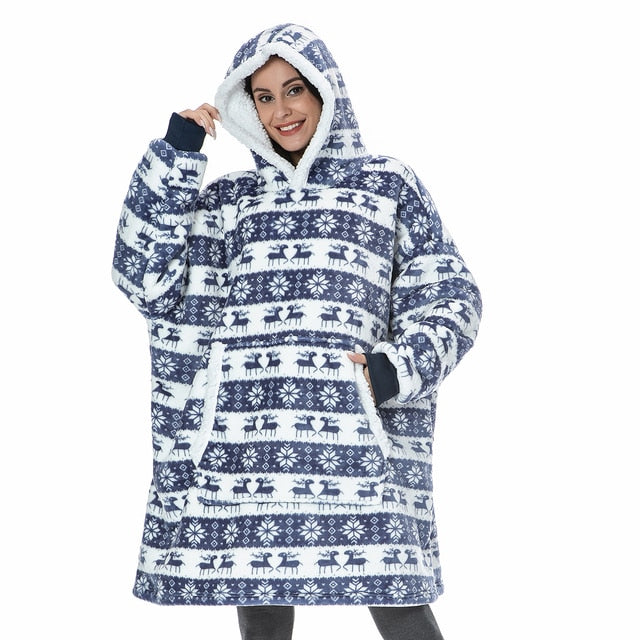 Ultraweiche Fleece- und Woll-Decke mit Kapuze für Komfort und Wärme zu Hause