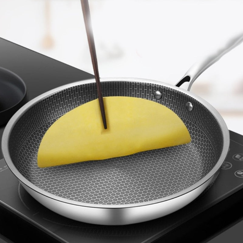 Hochwertige Edelstahl-Bratpfanne mit Antihaft-Pixel-Technologie – Perfekt für gesundes Braten