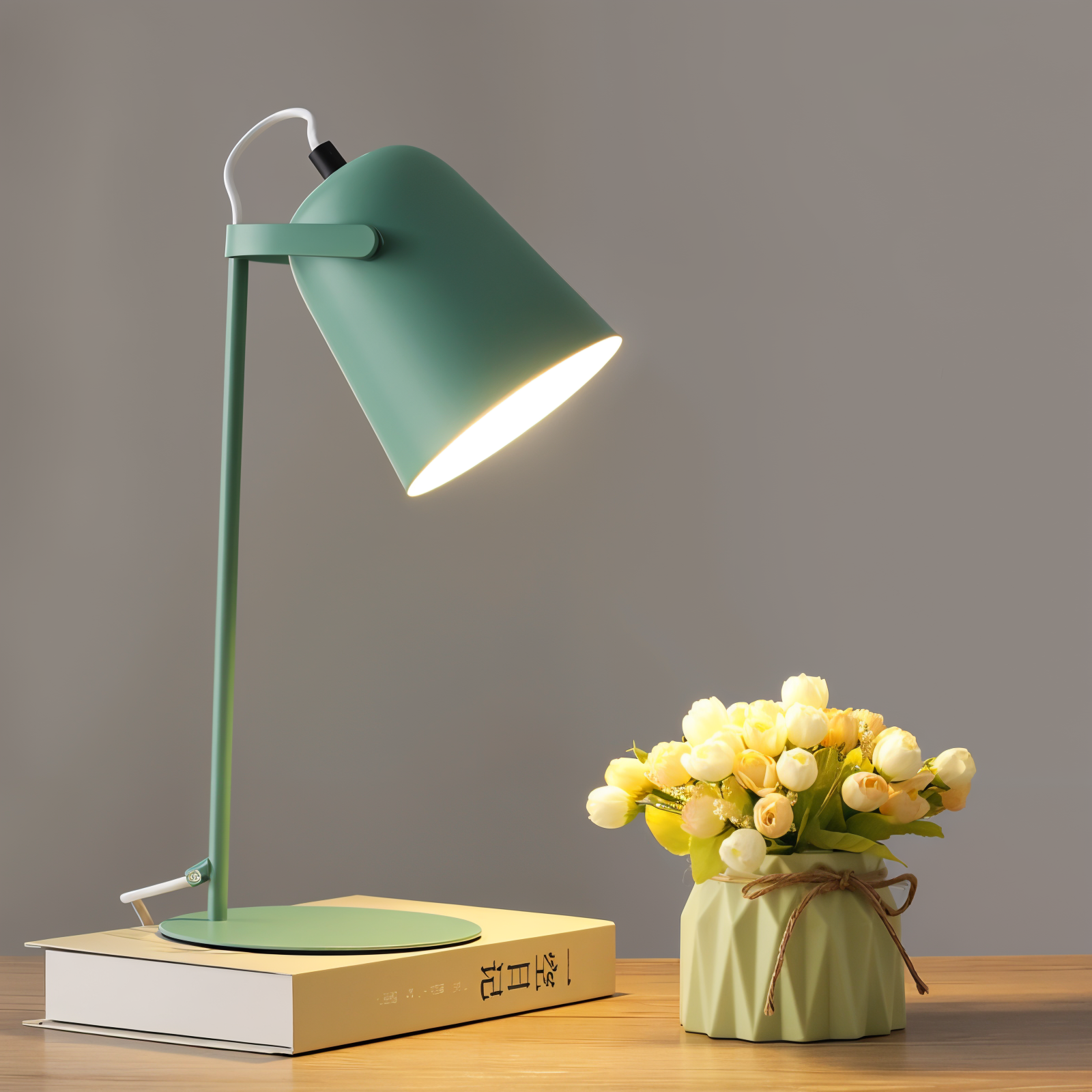 Frendorf | Macaron Tischlampe - Nordische gelbe Schreibtischlampe - Verstellbare Lampe