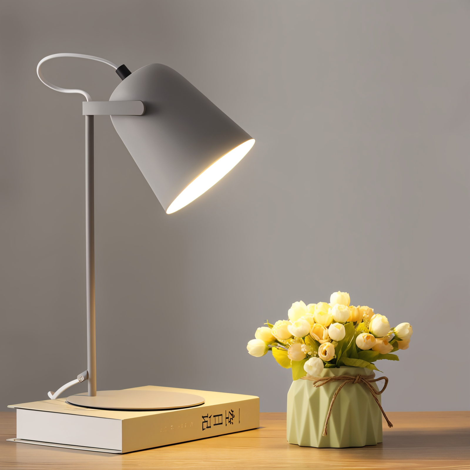 Frendorf | Macaron Tischlampe - Nordische gelbe Schreibtischlampe - Verstellbare Lampe
