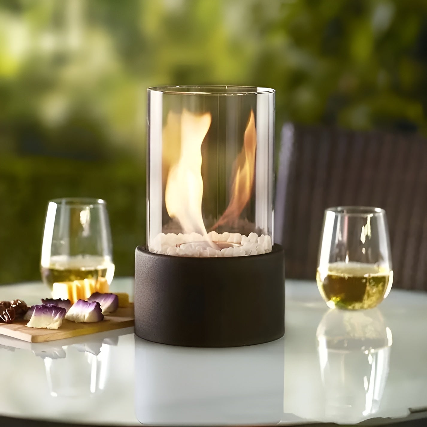 Tischfeuerstelle Metall - Stilvolle schwarze Basis - Elegantes Design