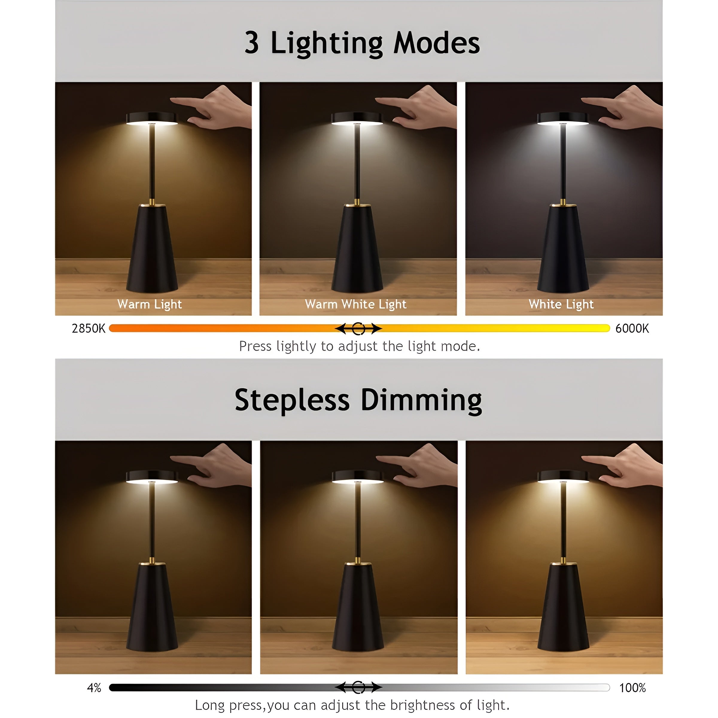 Tischlampe Kabellos - Luxusdesign - Modernes Ambiente - Dimmbar