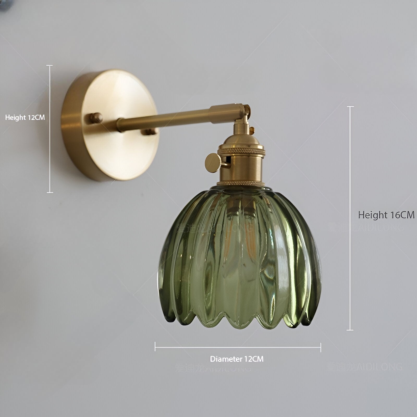 Vintage Messing Tulpen Glas Wandlampe 1-Licht