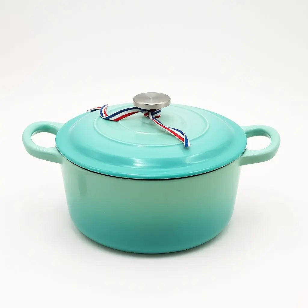 Glasiertem Gusseisen Dutch Oven mit Deckel – Induktionsgeeignetes Bratgeschirr für Suppen und Eintöpfe
