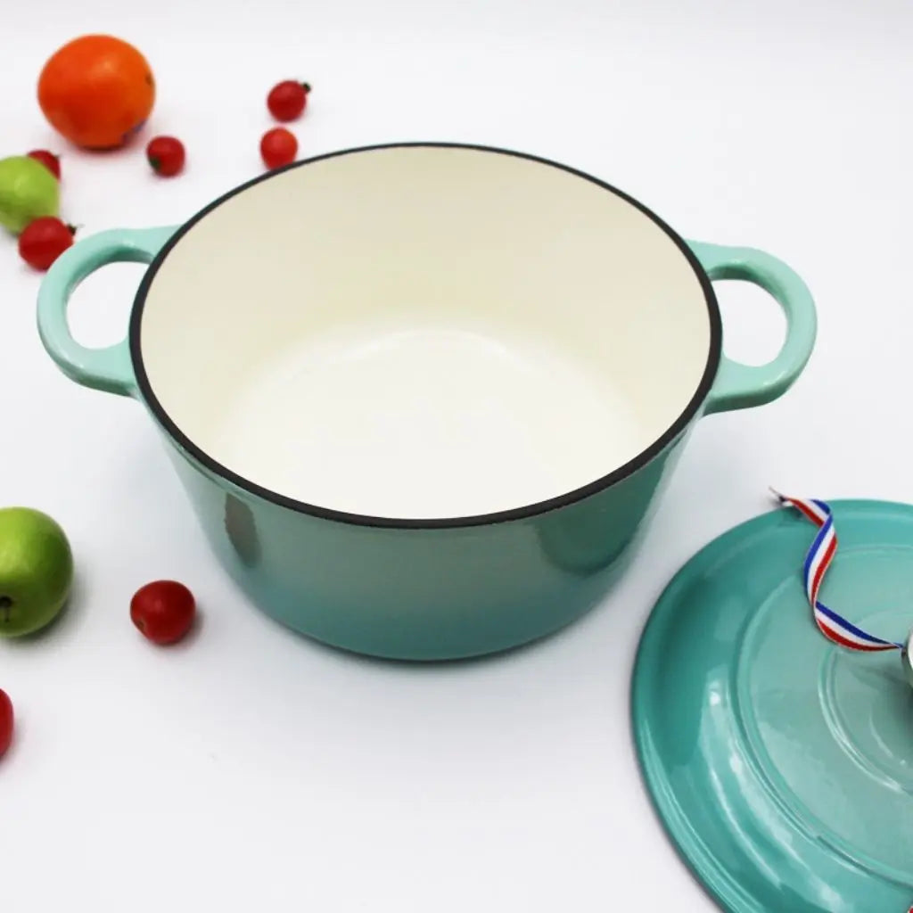 Glasiertem Gusseisen Dutch Oven mit Deckel – Induktionsgeeignetes Bratgeschirr für Suppen und Eintöpfe