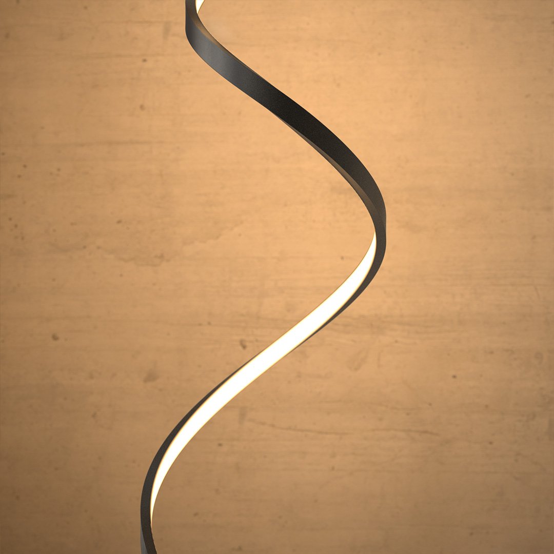 Skulpturale LED Stehlampe – Moderne Spiralform Designlampe