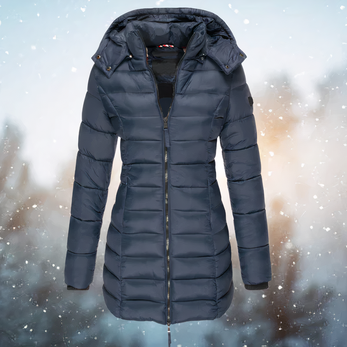 Warme Damen Winterjacke mit Kapuze – Mittellange Bequeme Jacke für Kalte Tage