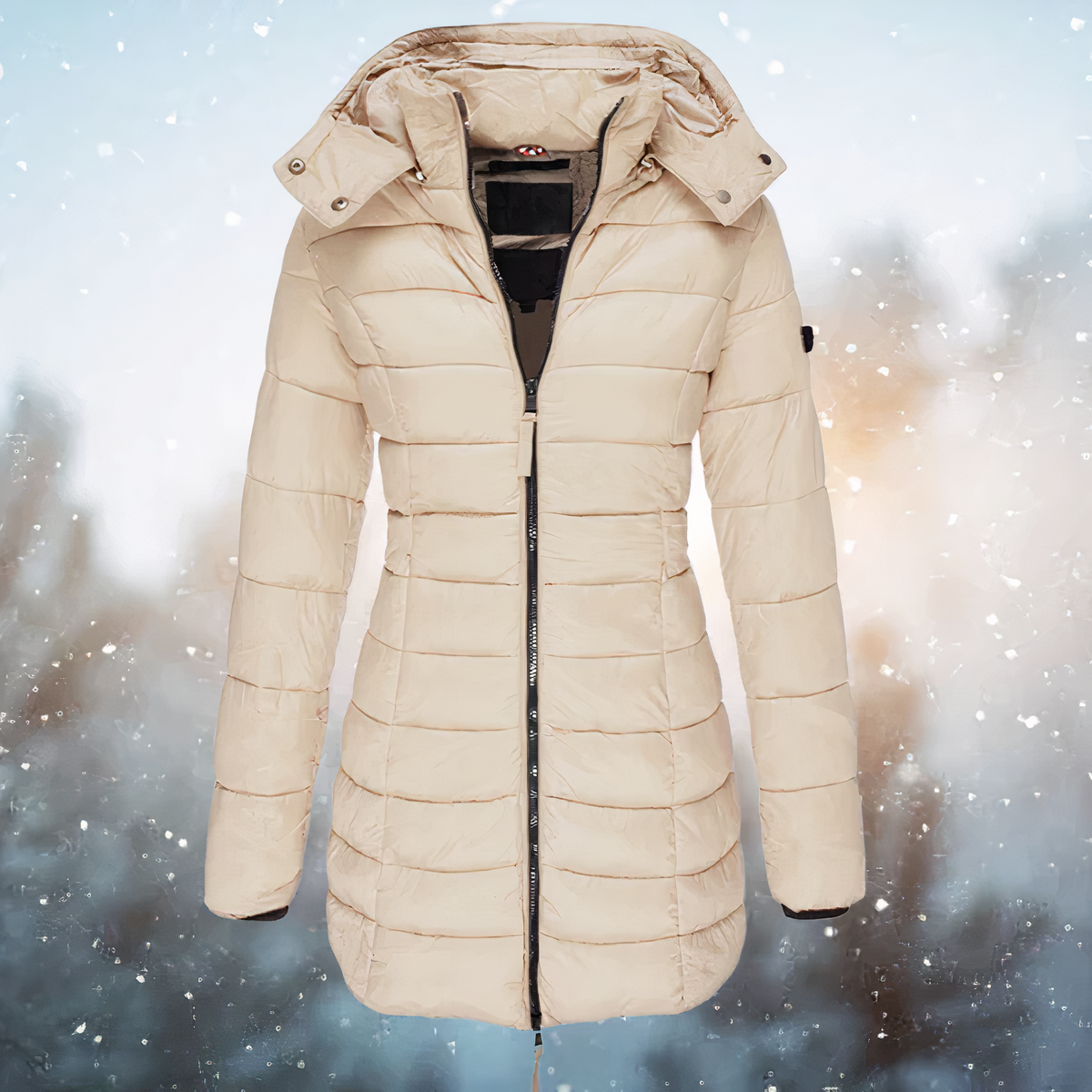Warme Damen Winterjacke mit Kapuze – Mittellange Bequeme Jacke für Kalte Tage