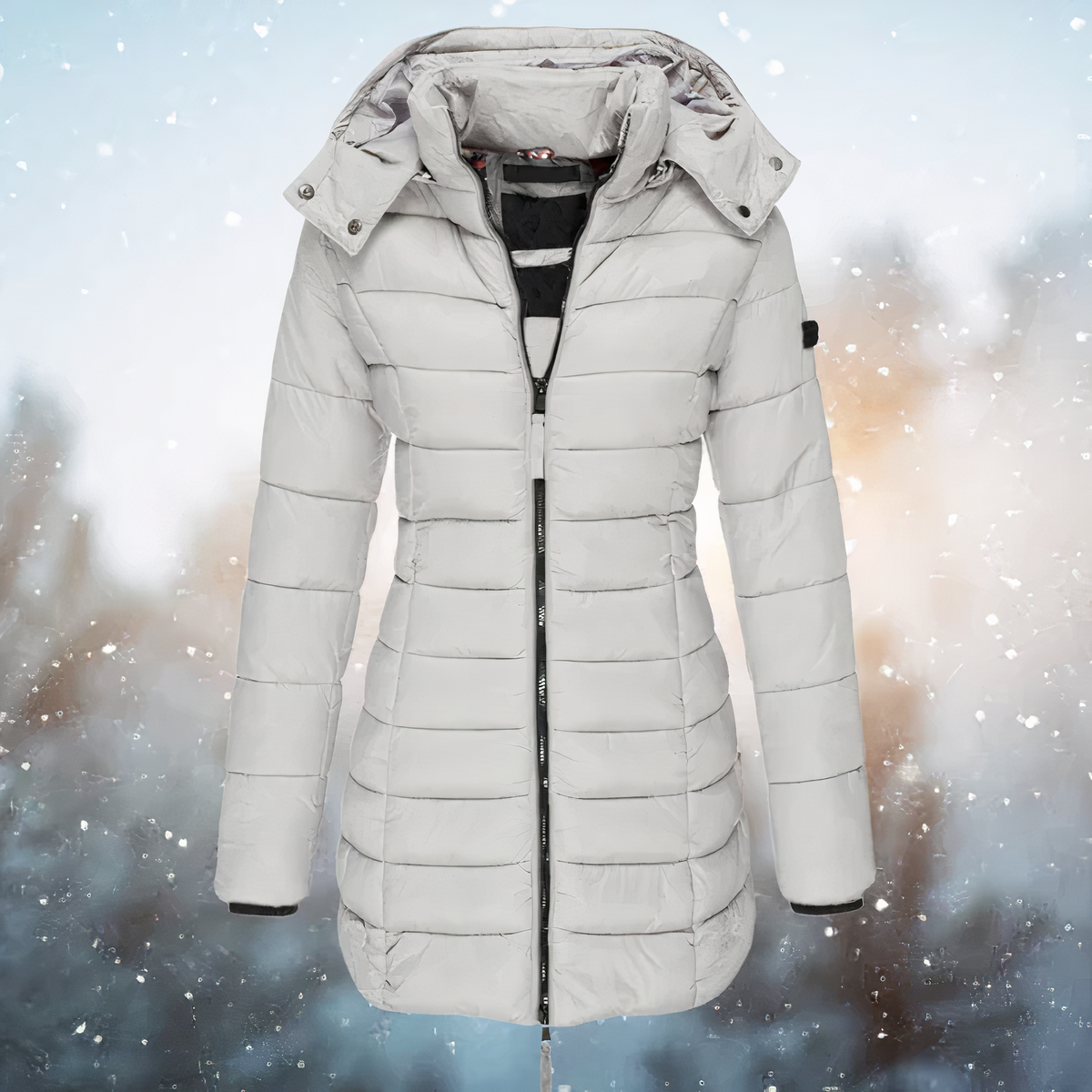 Warme Damen Winterjacke mit Kapuze – Mittellange Bequeme Jacke für Kalte Tage
