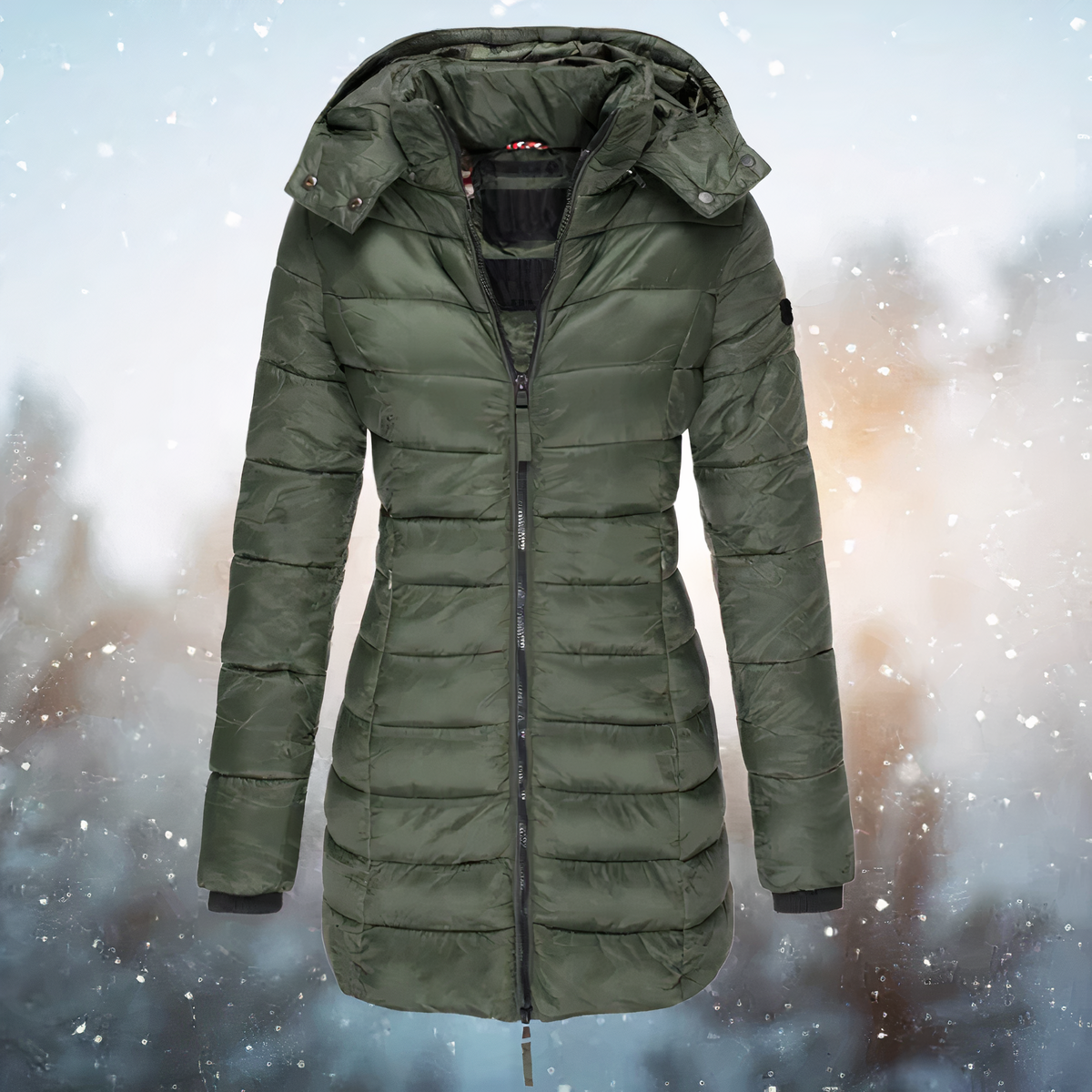 Warme Damen Winterjacke mit Kapuze – Mittellange Bequeme Jacke für Kalte Tage