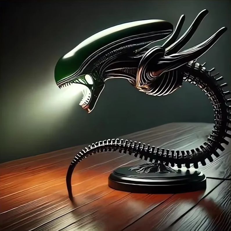 Alien Sci-Fi Schreibtischlampe aus Harz für eine Bedrohliche Beleuchtung