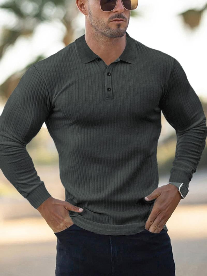 Herrenpolo FlexRib – Slim Fit Polo mit langen Ärmeln und Stretchkomfort