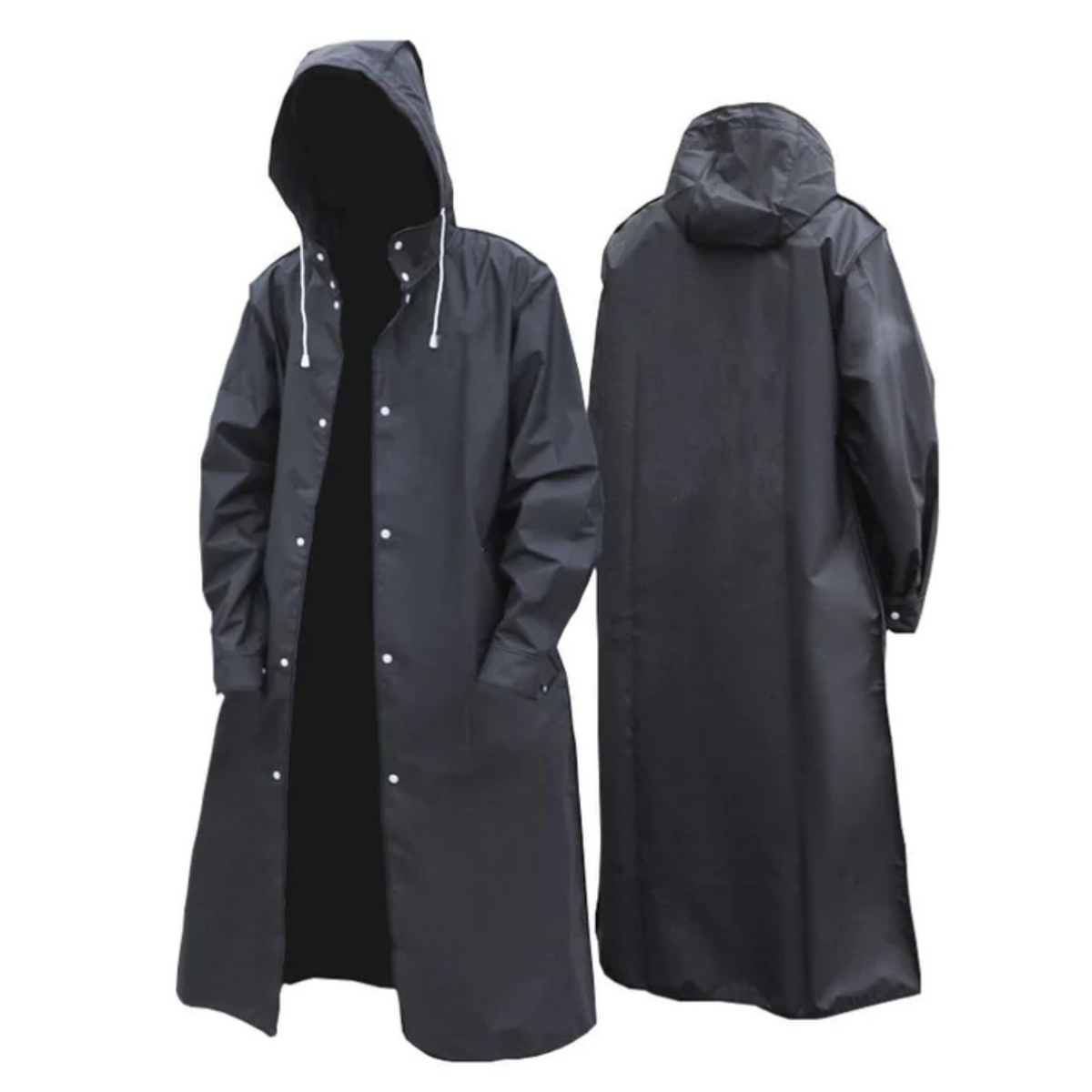 Lange Wasserdichte Herren Regenjacke mit Kapuze – Herbstlicher Titan