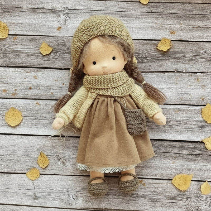 Elora Handgemachte Waldorf-Puppe – Natürliche Baumwoll-Kuschelpuppe für kreatives Spiel