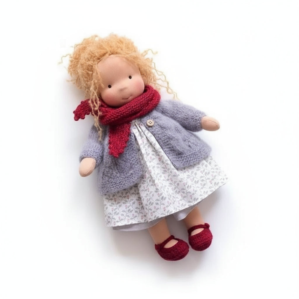 Elora Handgemachte Waldorf-Puppe – Natürliche Baumwoll-Kuschelpuppe für kreatives Spiel
