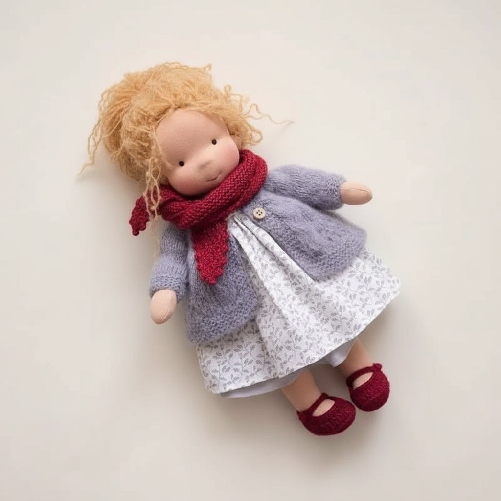 Elora Handgemachte Waldorf-Puppe – Natürliche Baumwoll-Kuschelpuppe für kreatives Spiel