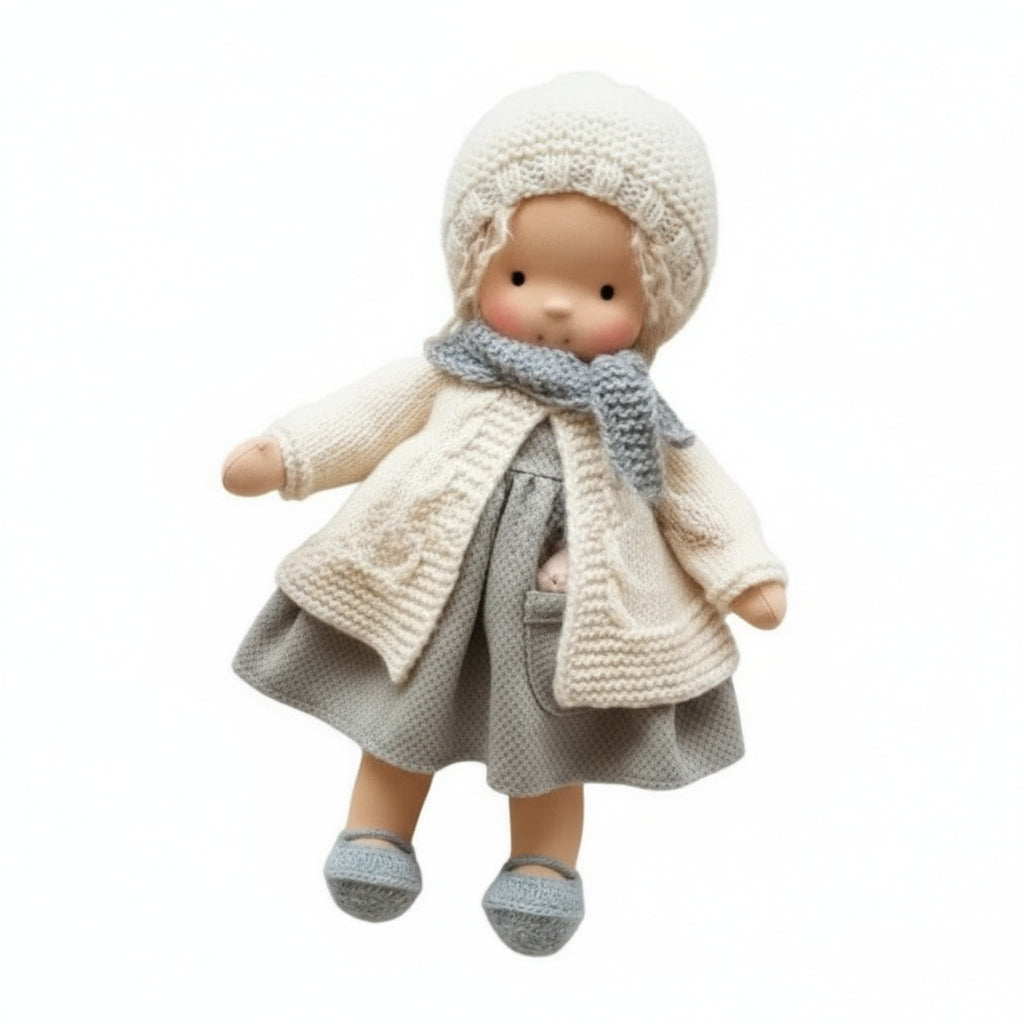 Elora Handgemachte Waldorf-Puppe – Natürliche Baumwoll-Kuschelpuppe für kreatives Spiel