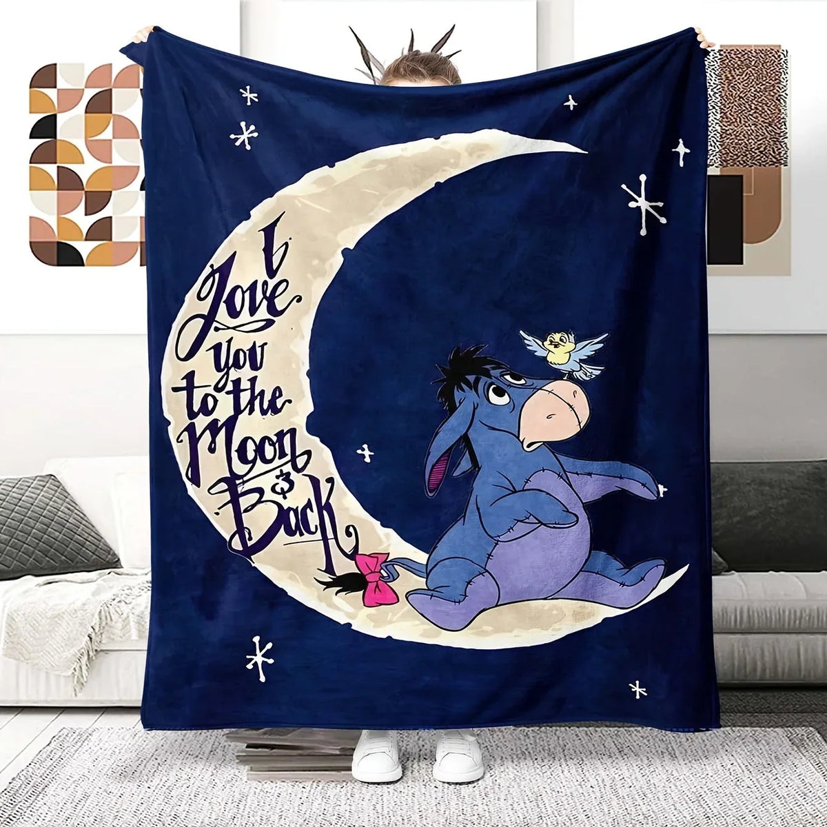 Disney Winnie Puuh I-Ah Fleece-Decke – Weiche Kuscheldecke mit Monats- und Sternenprint