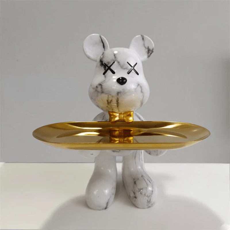Luxetray Dekorativer Bär – Aufbewahrung mit Tablett – Stilvolles Design – Multifunktional – Wohnzimmer/Büro