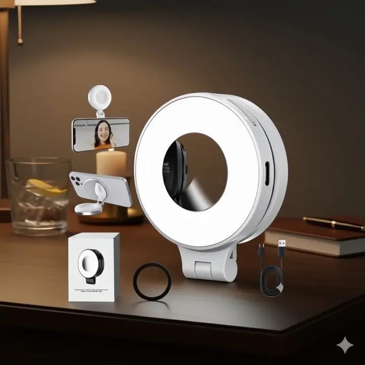 LumiClip Tragbare Selfie-Ringlicht mit Clip – Magnetisch und Wiederaufladbar