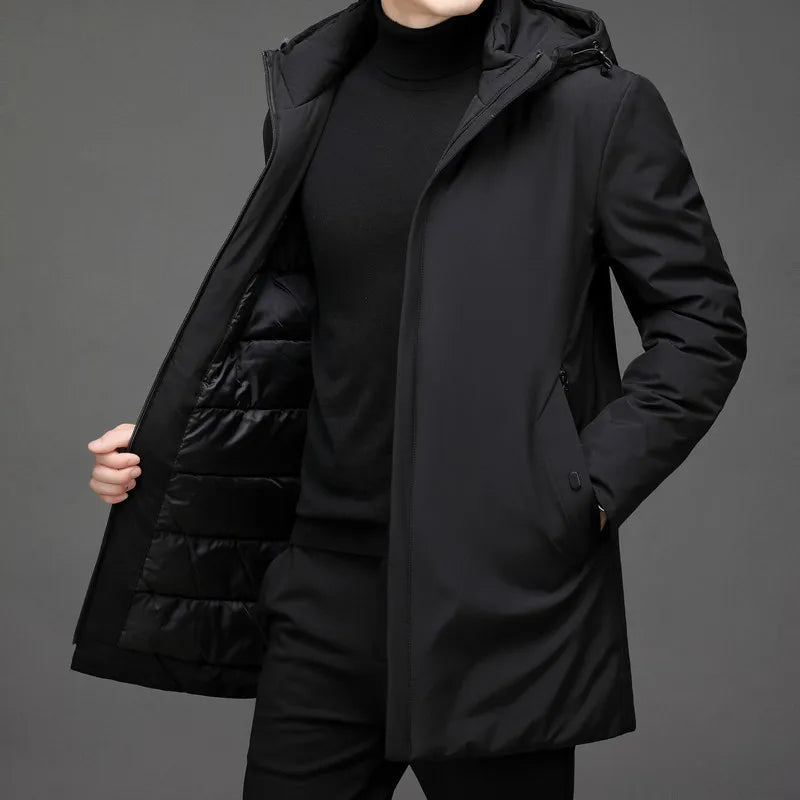 ArcticLine Herren Lange Pufferjacke – Warme Winterjacke mit Kapuze und Reißverschluss