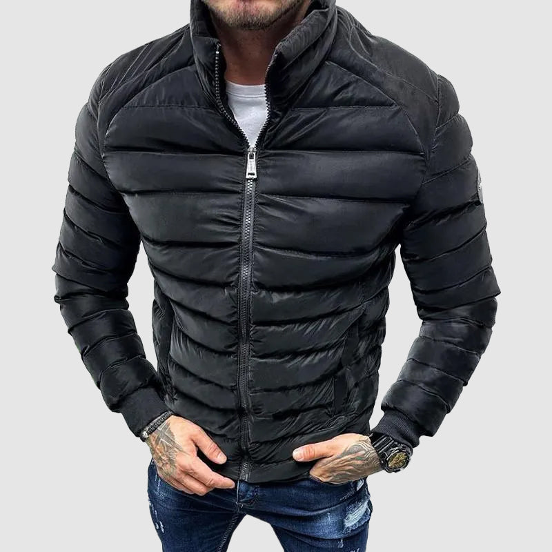 UrbanShield Herren Pufferjacke – Slim Fit Winterjacke mit Hohem Kragen