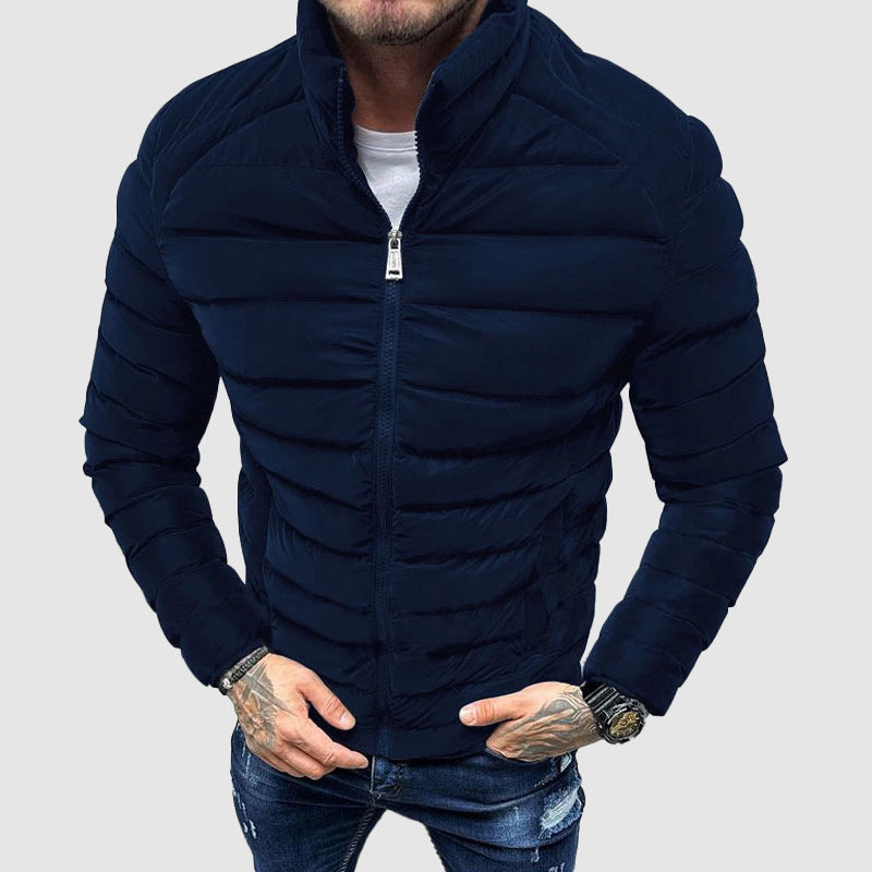 UrbanShield Herren Pufferjacke – Slim Fit Winterjacke mit Hohem Kragen
