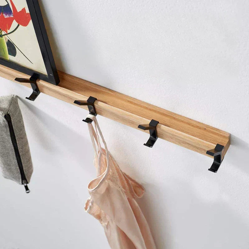 Nordivo Wandgarderobe Verstellbare Doppelte Haken Skandinavisches Design Holz Aluminium Platzsparend Modern