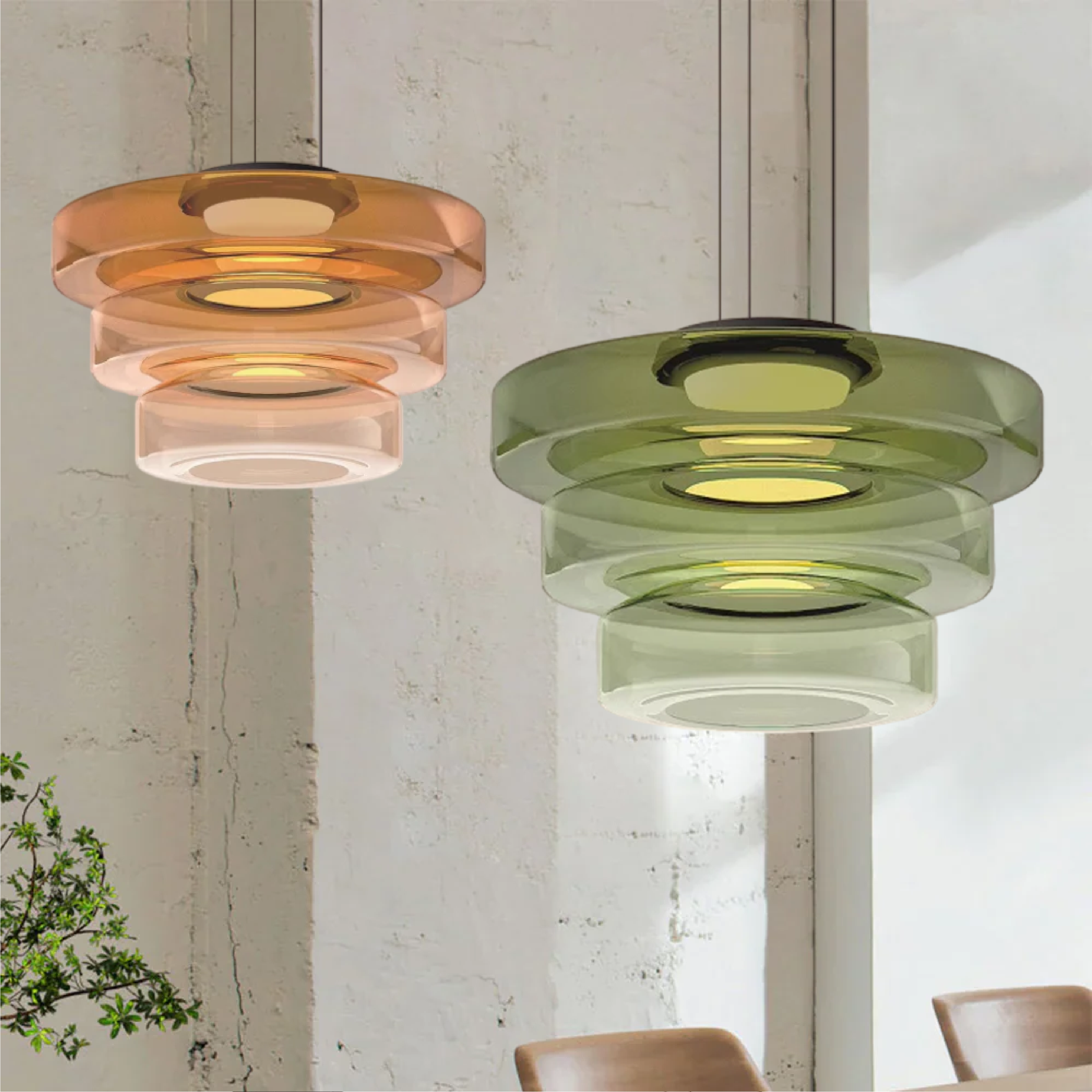 Glas Pendelleuchte im Bauhaus-Stil
