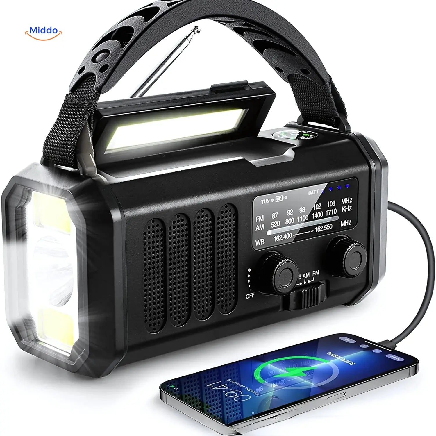 SolarGuard Multifunktionslampe | Taschenlampe, Leselampe, Kompass & solaraufladbar für alle Abenteuer