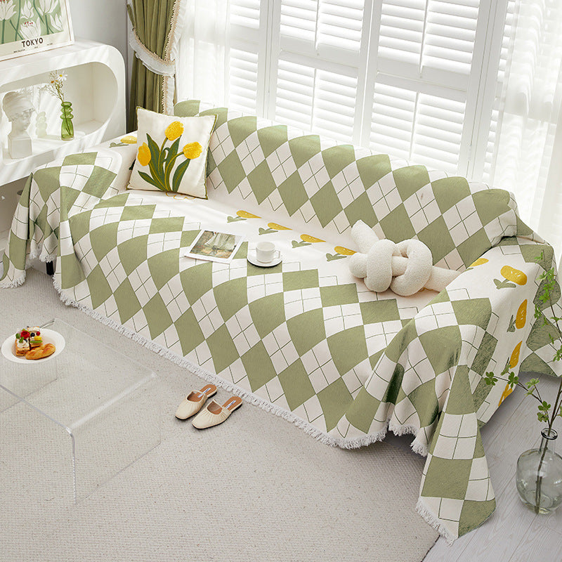 Karierte Bankdecke – Weiches Dekoratives Plaid für Sofa und Bett