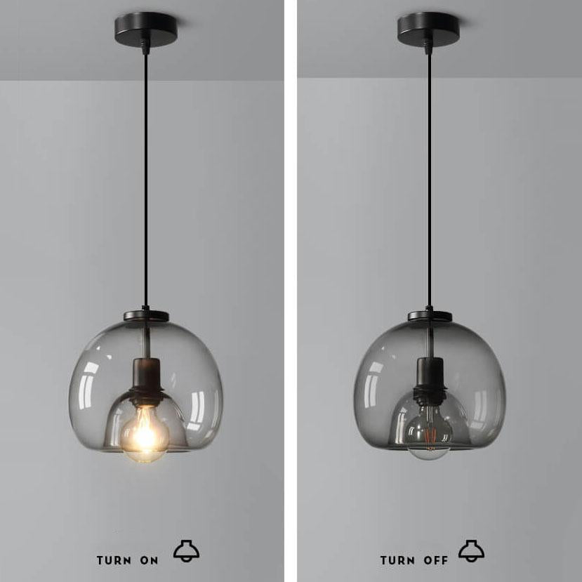 Minimalistische Rauchglas-Dome-Hängelampe 1-Licht