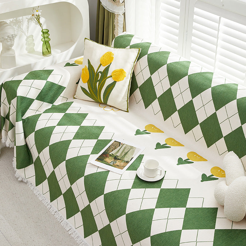 Karierte Bankdecke – Weiches Dekoratives Plaid für Sofa und Bett