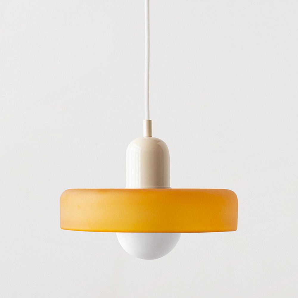 Bauhaus Hängeleuchte aus Buntglas für modernes Interieur
