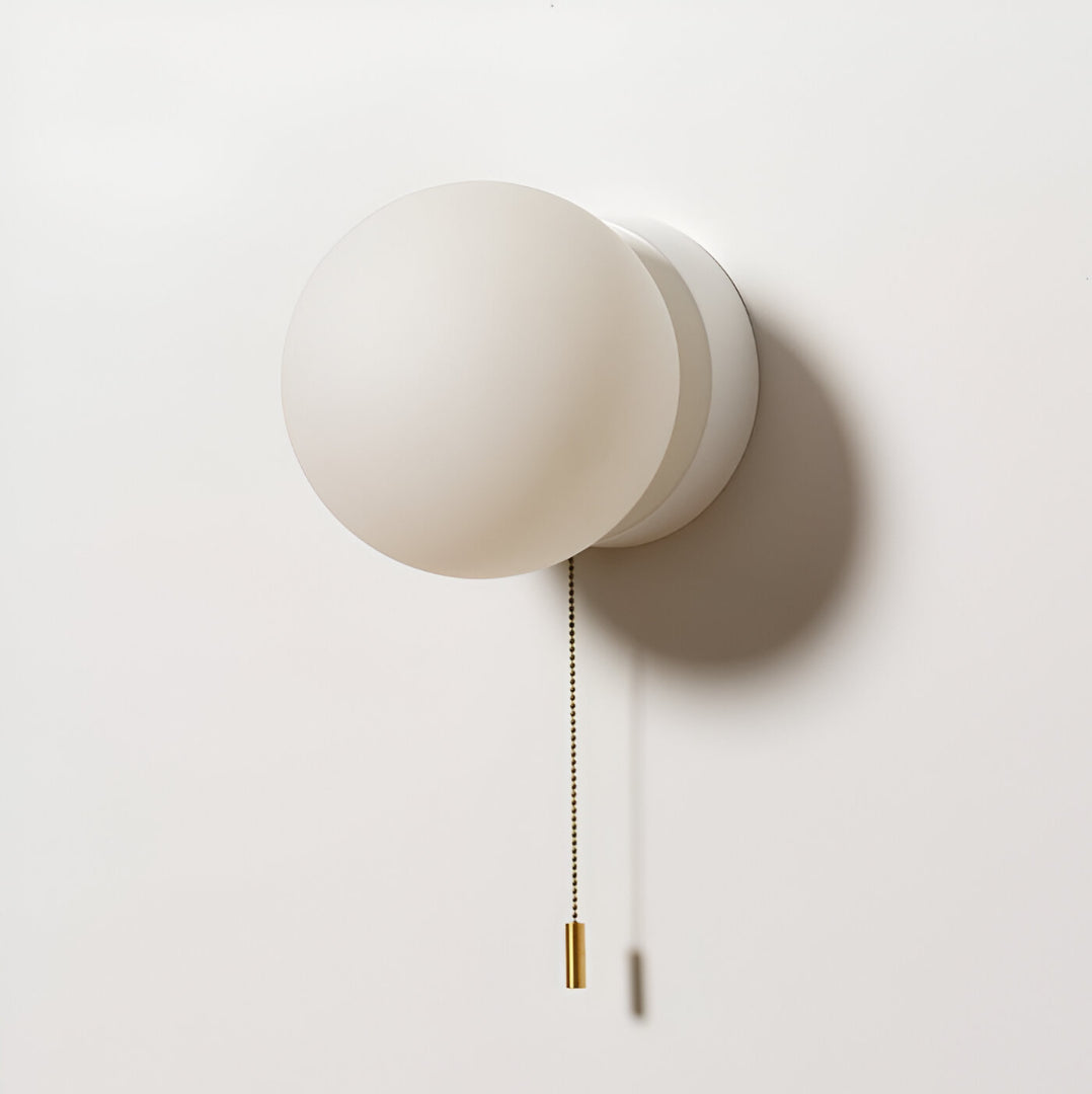Nordic Minimalist Glas Globe Wandlampe LED 1-Licht mit Zugschalter