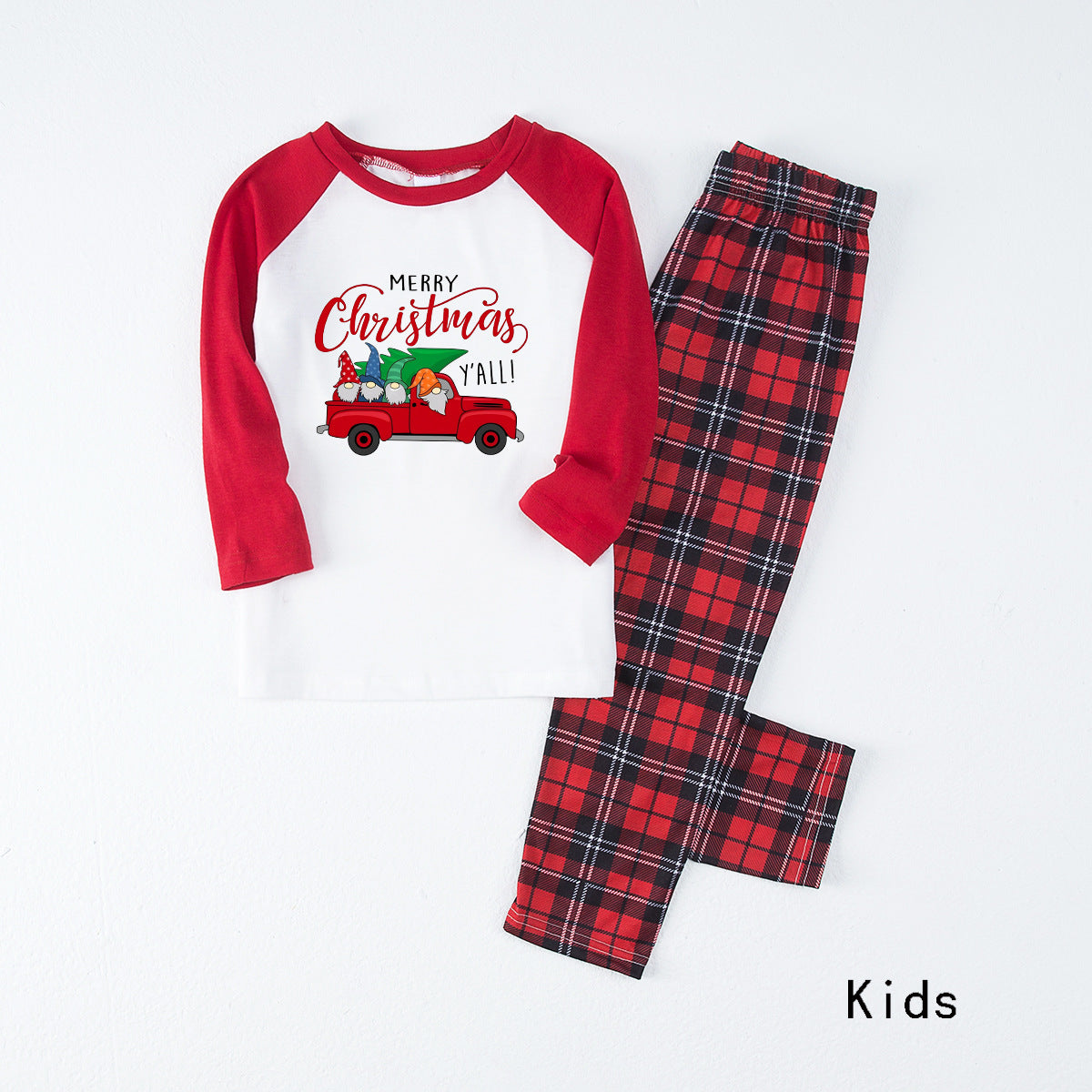 Rotes Weihnachts-Truck-Muster passende Familien-Weihnachtspajamas - Hundepajamas inklusive