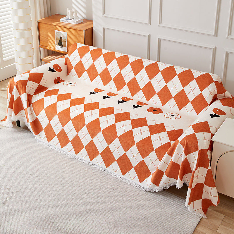Karierte Bankdecke – Weiches Dekoratives Plaid für Sofa und Bett