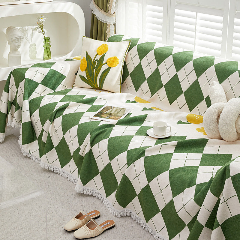 Karierte Bankdecke – Weiches Dekoratives Plaid für Sofa und Bett