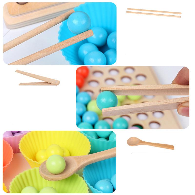 Montessori Holzball Sortierspiel Farb- und Zahlenverständnis