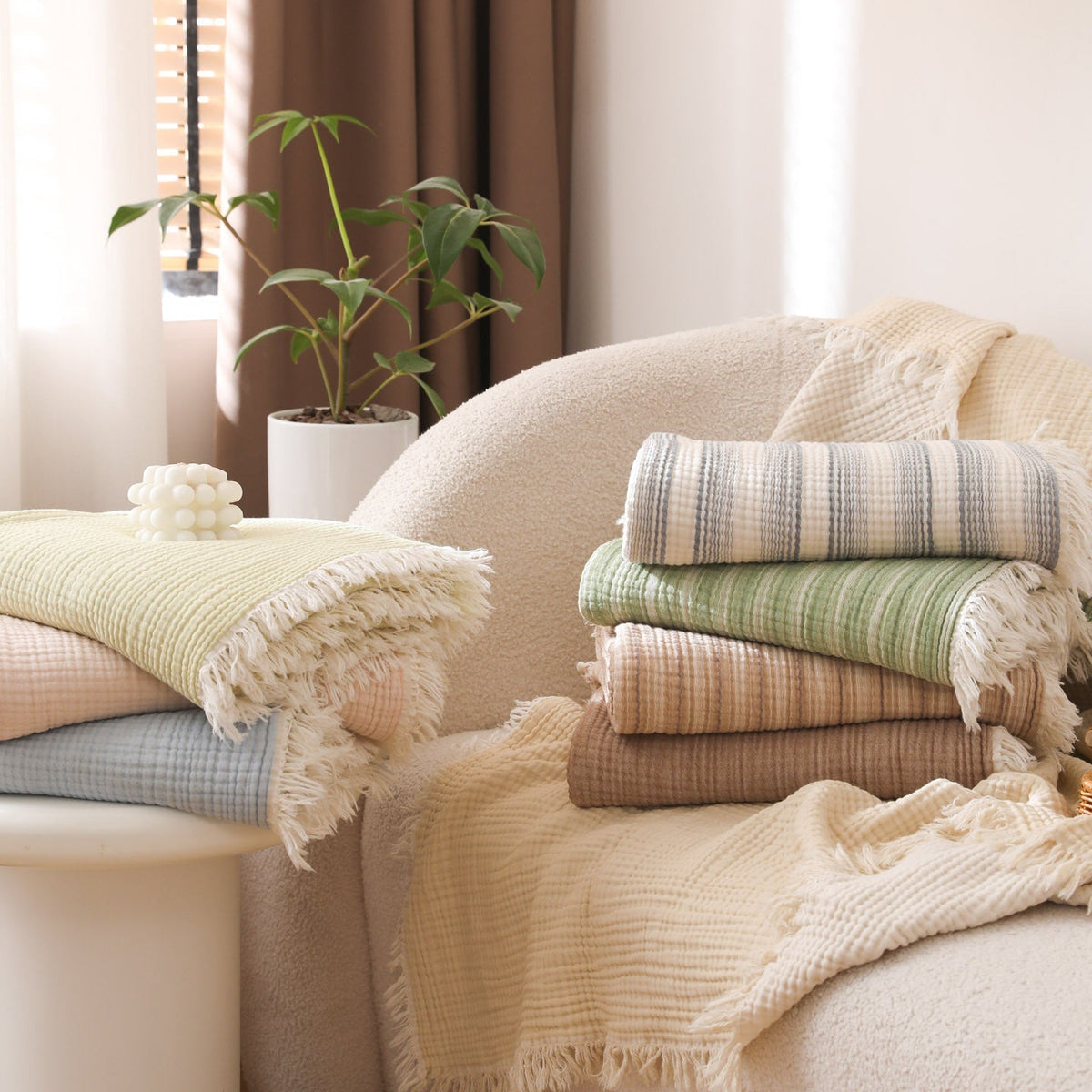 Damen Waffelstruktur Plaid – Weiche und Stilvolle Decke