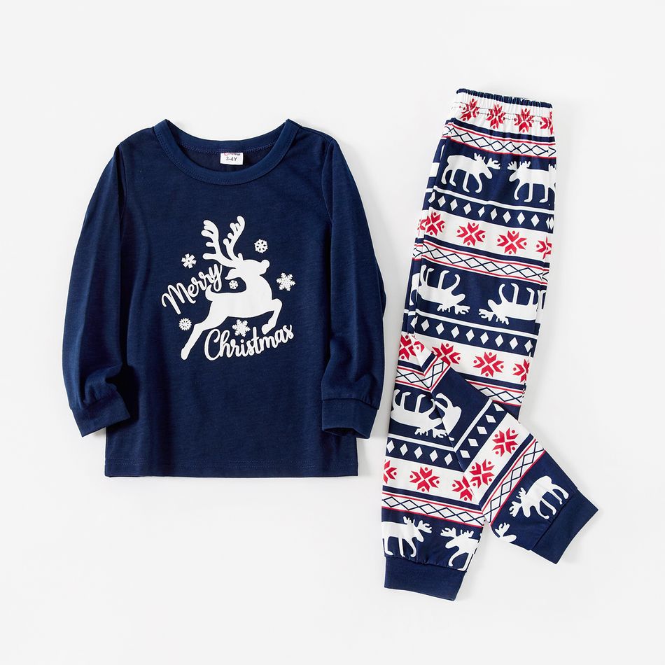 Blaues Weihnachts-Elch-Muster passende Familien-Weihnachtspajamas