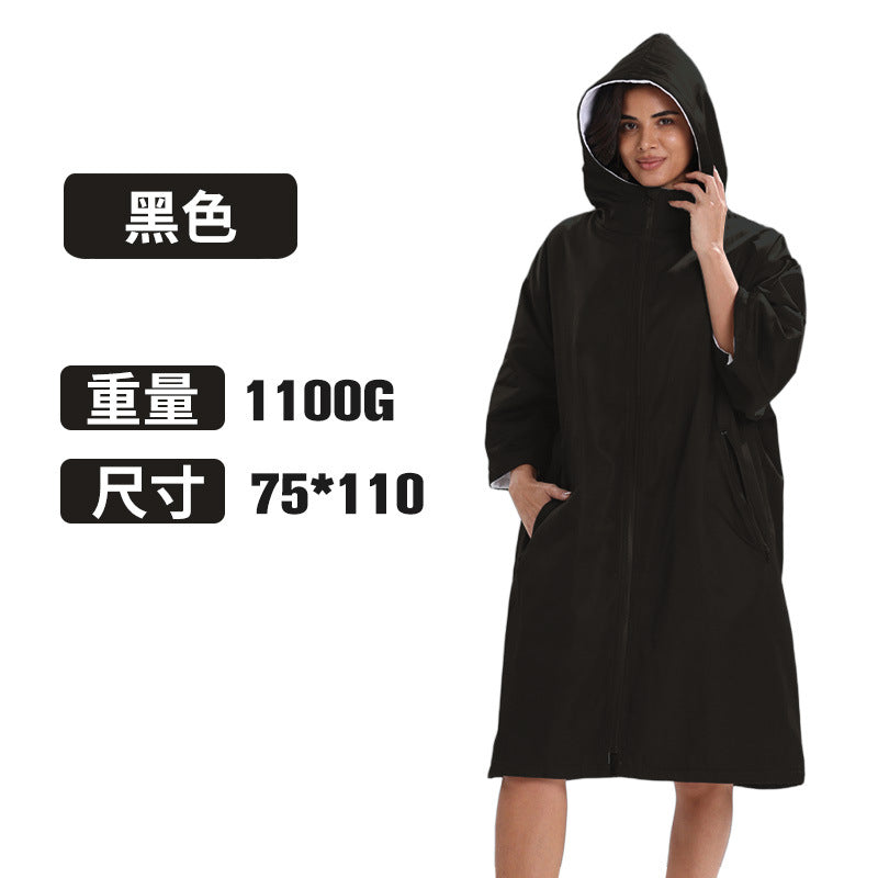 Wasserabweisender Damenponcho mit Kapuze – Langer Regenponcho für Reisen