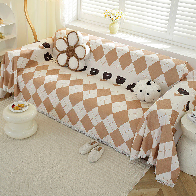Karierte Bankdecke – Weiches Dekoratives Plaid für Sofa und Bett
