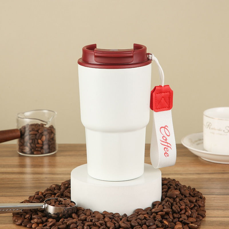Damen Kaffeebecher mit Silikondeckel – Wiederverwendbarer Reise-Trinkbecher