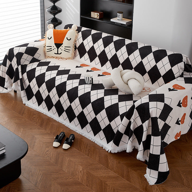 Karierte Bankdecke – Weiches Dekoratives Plaid für Sofa und Bett