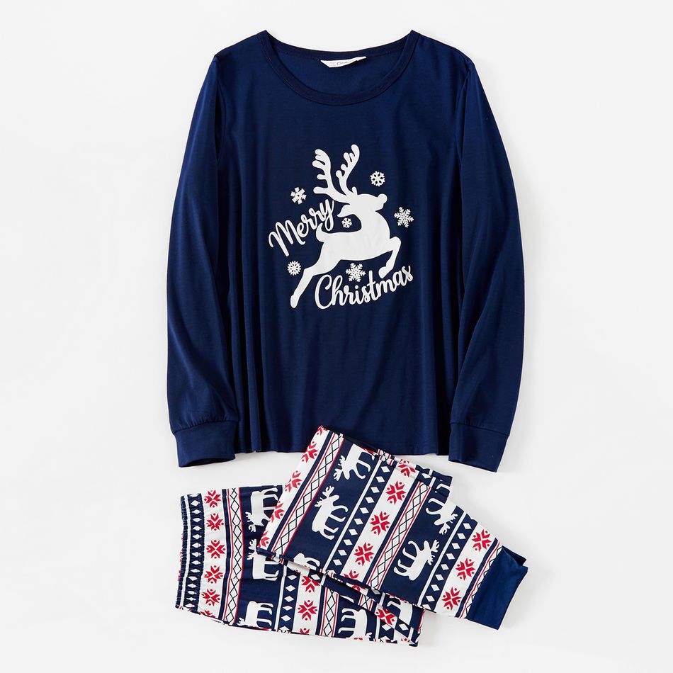 Blaues Weihnachts-Elch-Muster passende Familien-Weihnachtspajamas