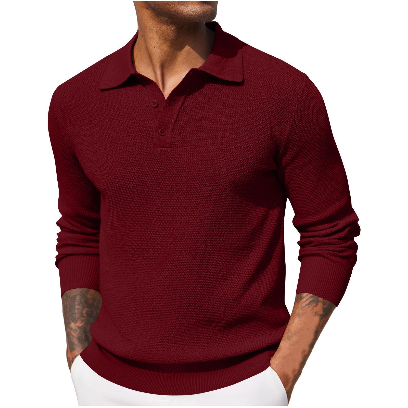 Atmungsaktives Polo für Herren | Lange Ärmel