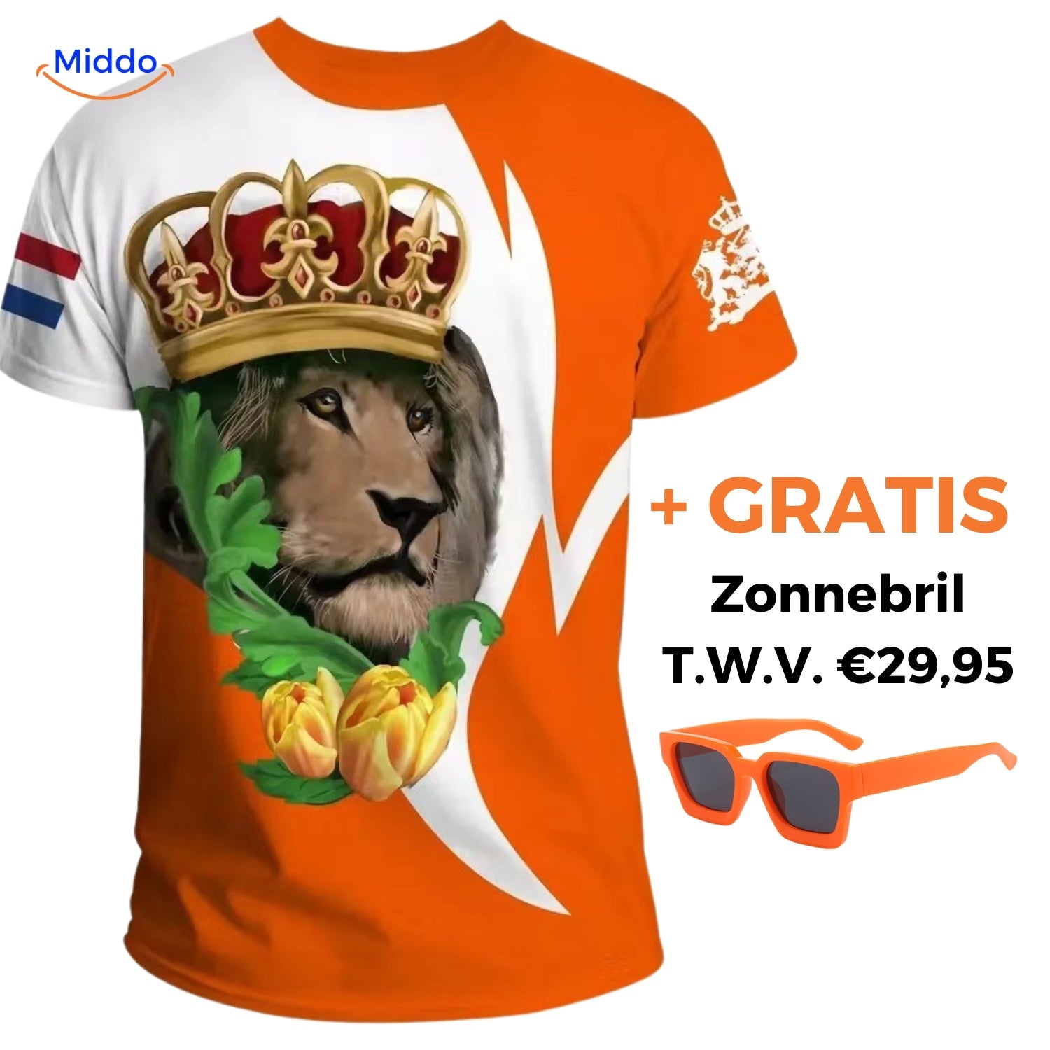 OrangeSupport Fan T-Shirt | Unterstütze die Niederlande mit Stil + GRATIS Sonnenbrille im Wert von 29,95